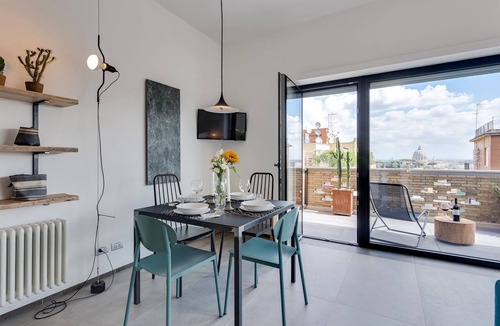Quartiere XIII Aurelio Apartment | Apartment Vatican 5A | Terrace with view of Saint Peter's Basilica