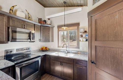Sturgis Cabin | Dog-friendly mountain view cabin with a washer/dryer, BBQ, & full kitchen