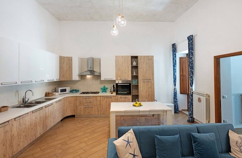Historical Downtown Salerno Apartment | Light Blue House Apartment with Balcony, Wi-Fi, and Air Conditioning