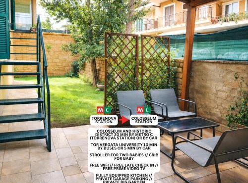Golden Stay Rome - Entire Apartment for 6 People with Private Garden and Garage - Close to Metro C