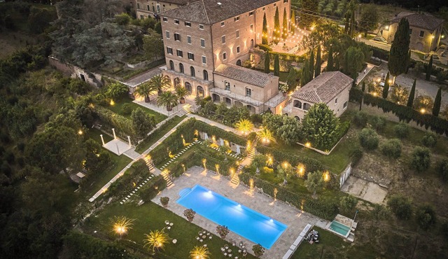 Historic Villa Ferrano has modern amenities, ideal for medium-sized events.