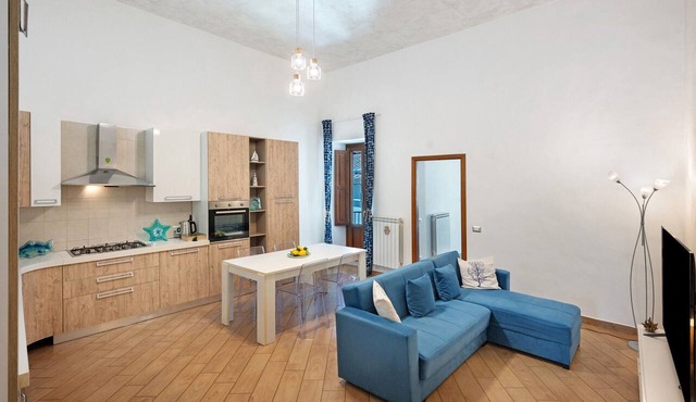 Light Blue House Apartment with Balcony, Wi-Fi, and Air Conditioning
