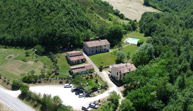Located on the border between Marche and Umbria halfway between Gubbio and Urbino