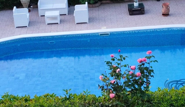 Private swimming pool and breathtaking sea view.