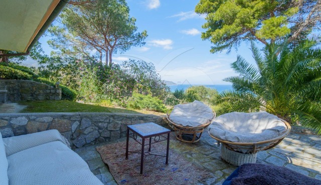 Villa Il Cappero immersed in the greenery of well-kept gardens with an incredible view of the Gulf,